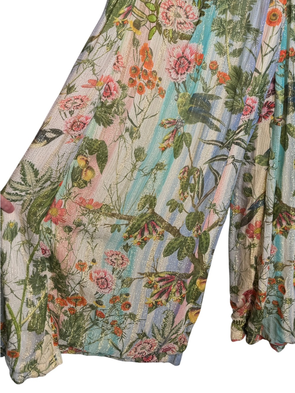 Just Bellina Wide Leg Ava Bolero Multicolored Floral Metallic Pants Small Beach - Picture 3 of 15